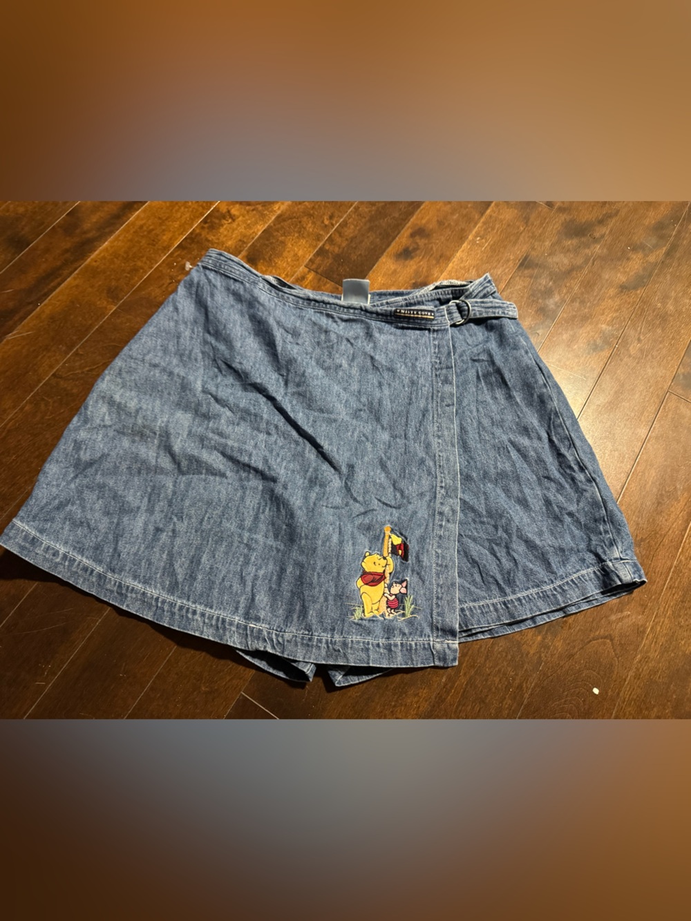 The Disney store Denim Wrap Skirt with Winnie the Pooh Embroidery skort